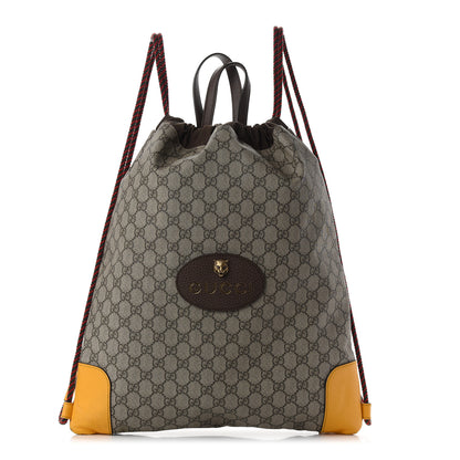 Gucci GG Supreme Monogram Neo Vintage Drawstring Backpack Beige New Acero Crop 1 of 9