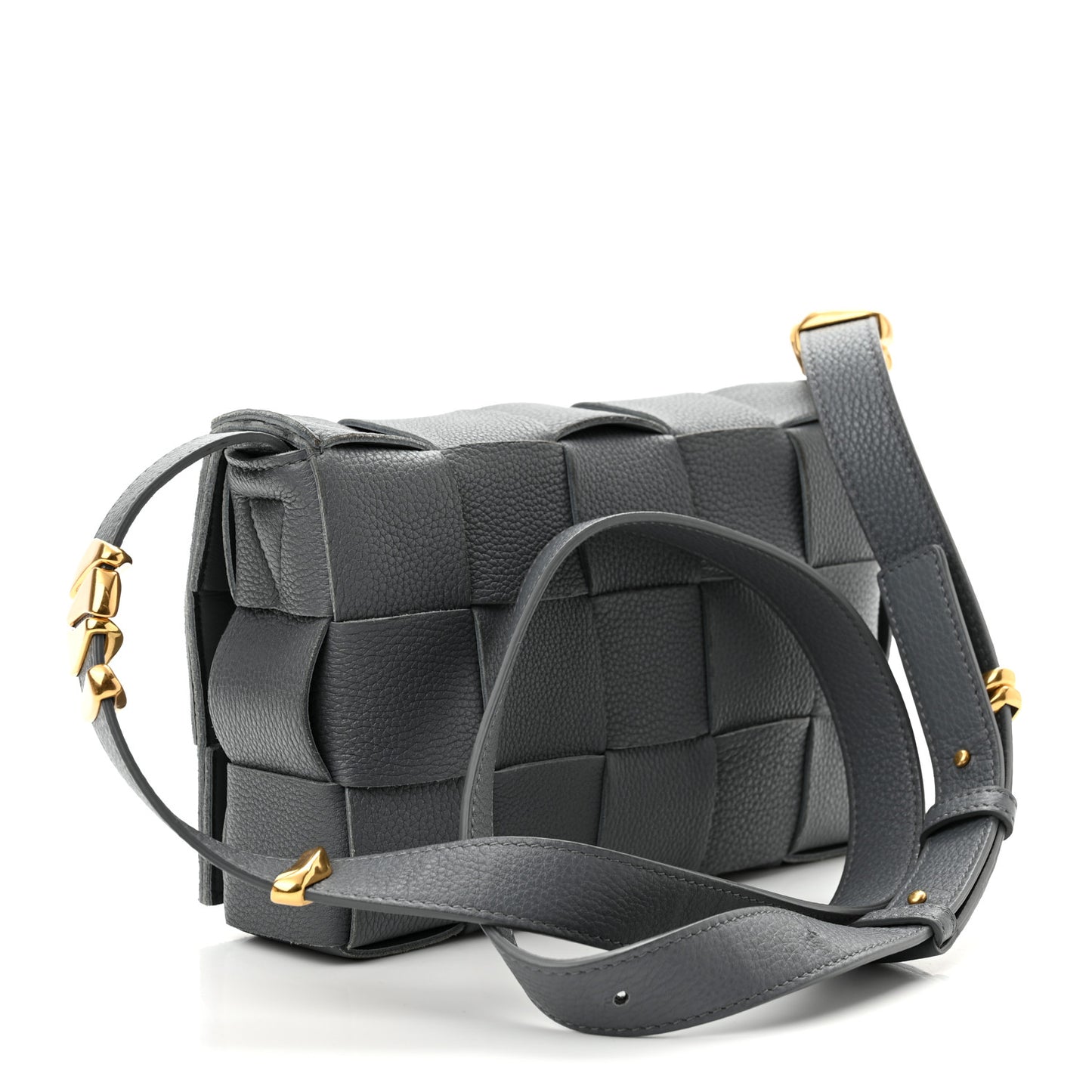 Grained Calfskin Maxi Intrecciato Cassette Crossbody Bag Thunder