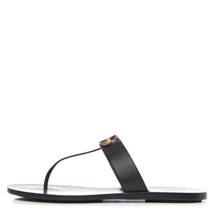 Gucci Calfskin GG Marmont Thong Sandals 42 Black 1 of 8