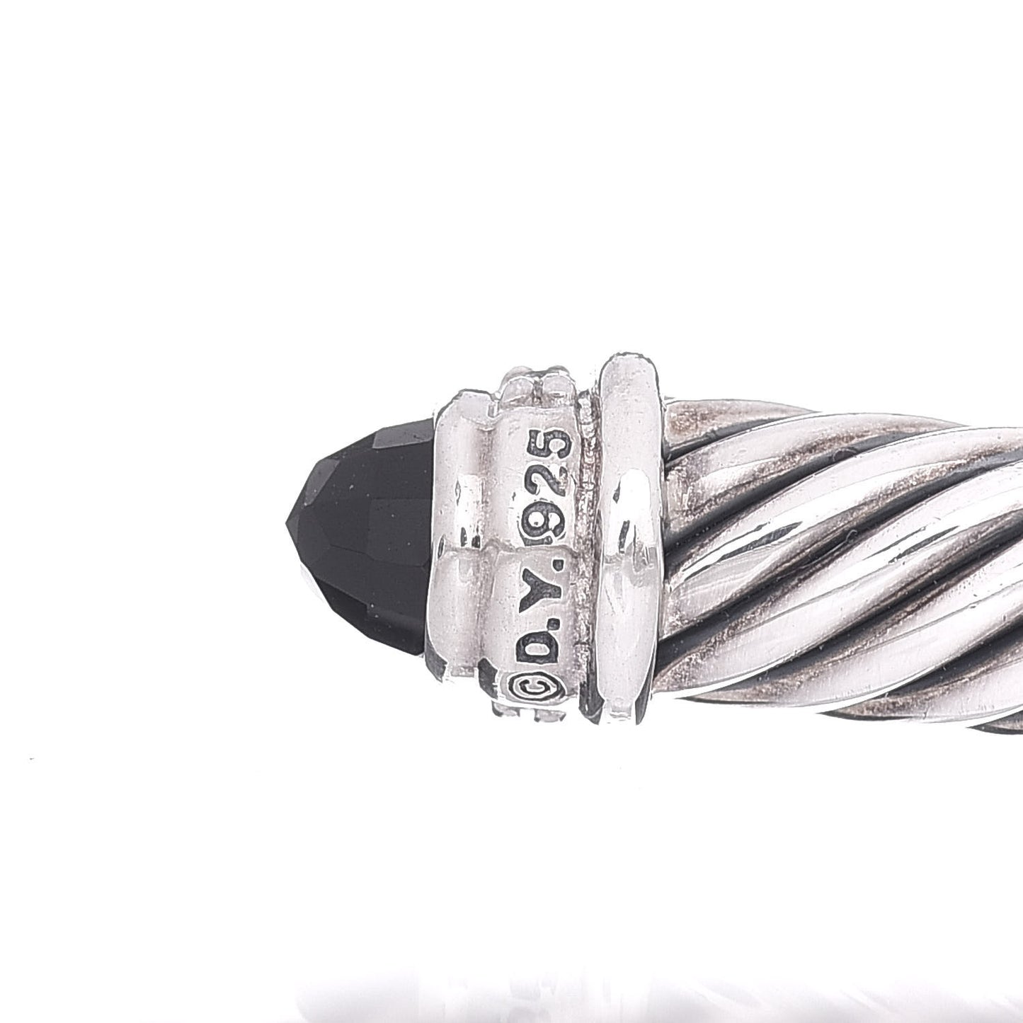 Sterling Silver Diamond Black Onyx 5mm Cable Classics Bracelet