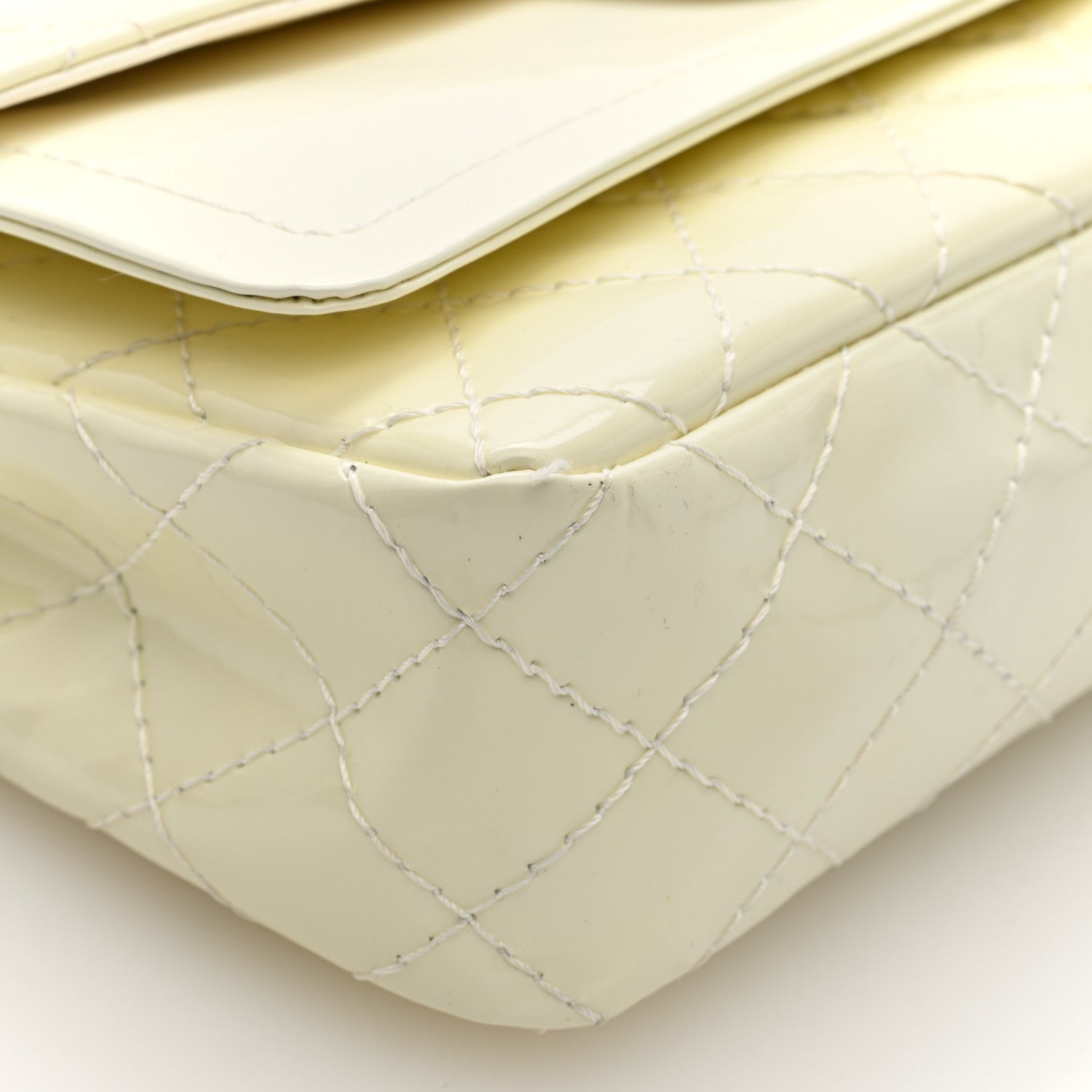 Chanel Patent Calfskin Quilted Rectangular Double Flap White 9 of 10