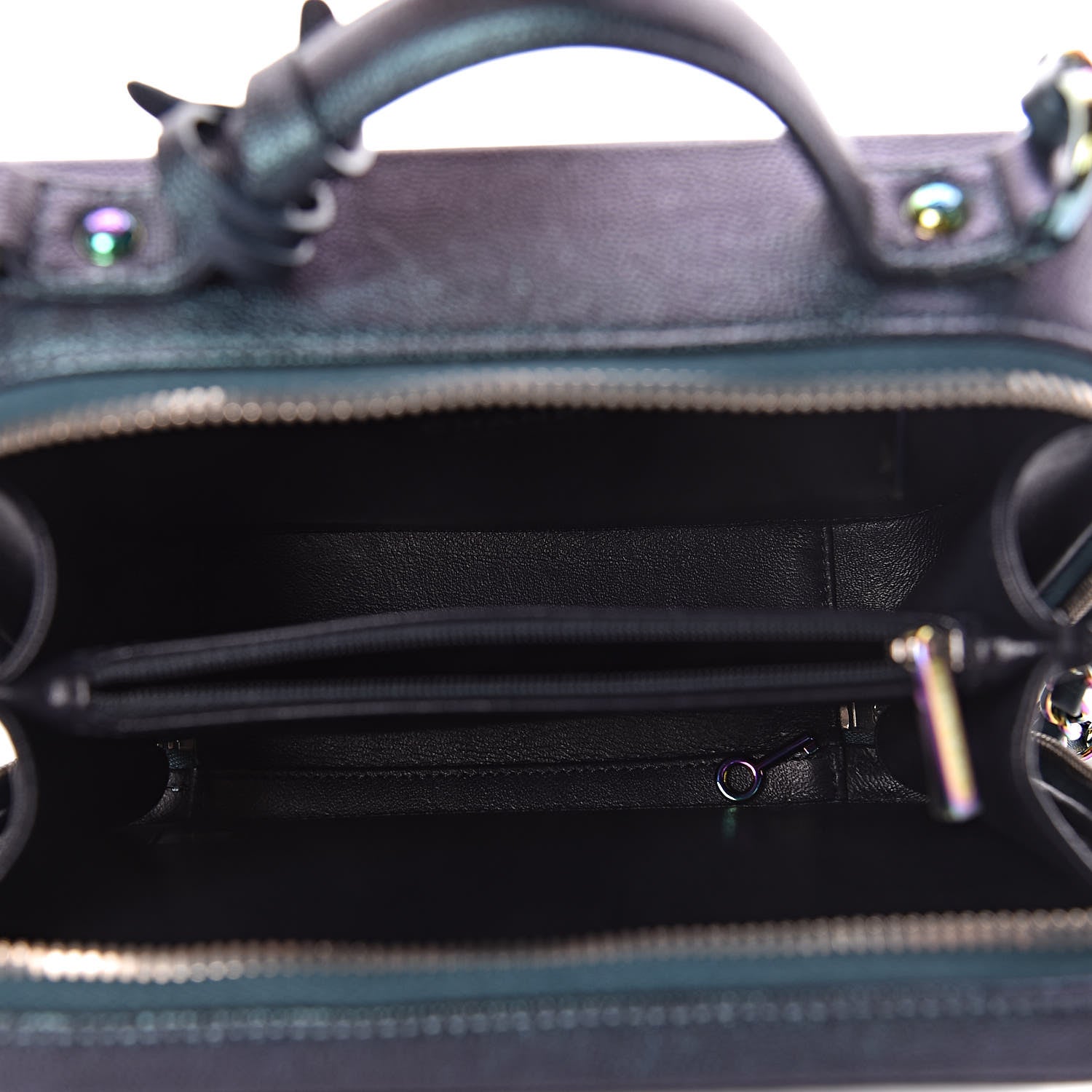 Chanel Iridescent Caviar Quilted Medium CC Filigree Vanity Case Dark Turquoise 5 of 11