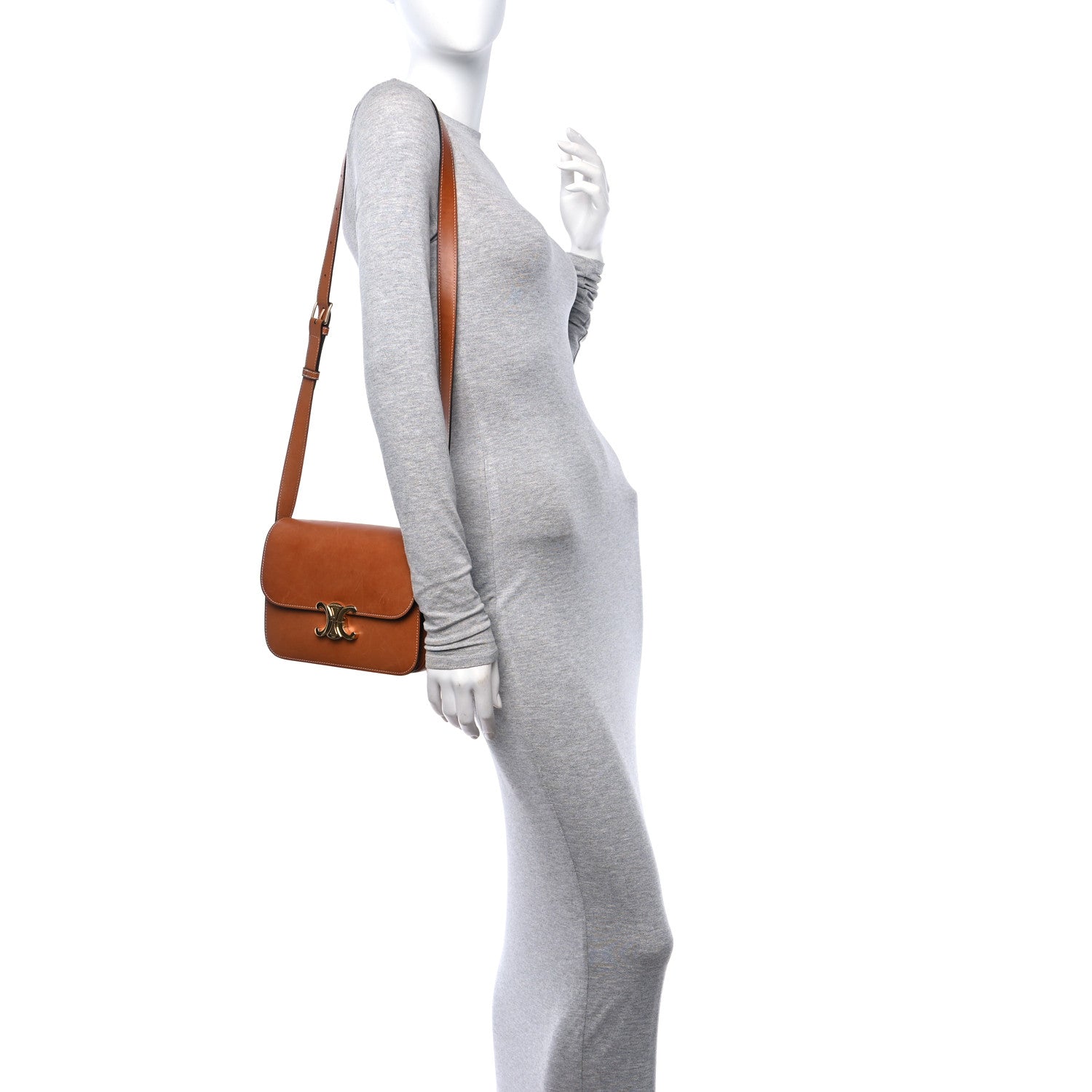 Celine Natural Calfskin Medium Triomphe Tan 2 of 10