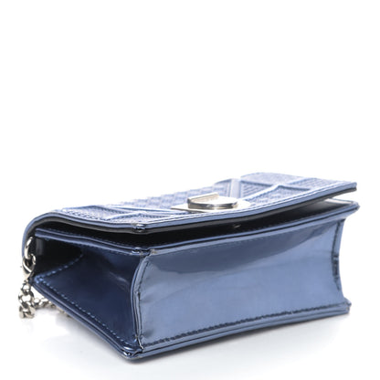 Christian Dior Metallic Patent Micro-Cannage Baby Diorama Flap Bag Blue 3 of 4