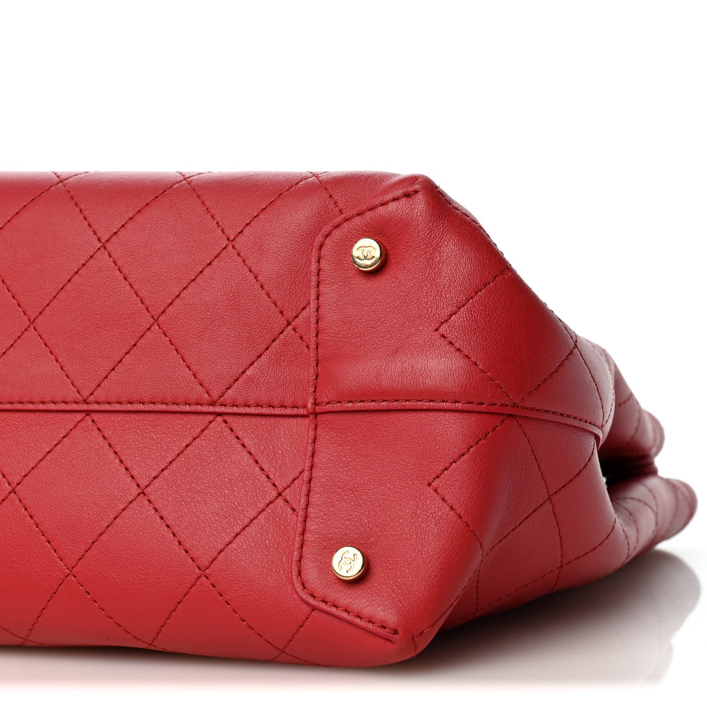 Calfskin Stitch Medium Ring My Bag Shopping Tote Red