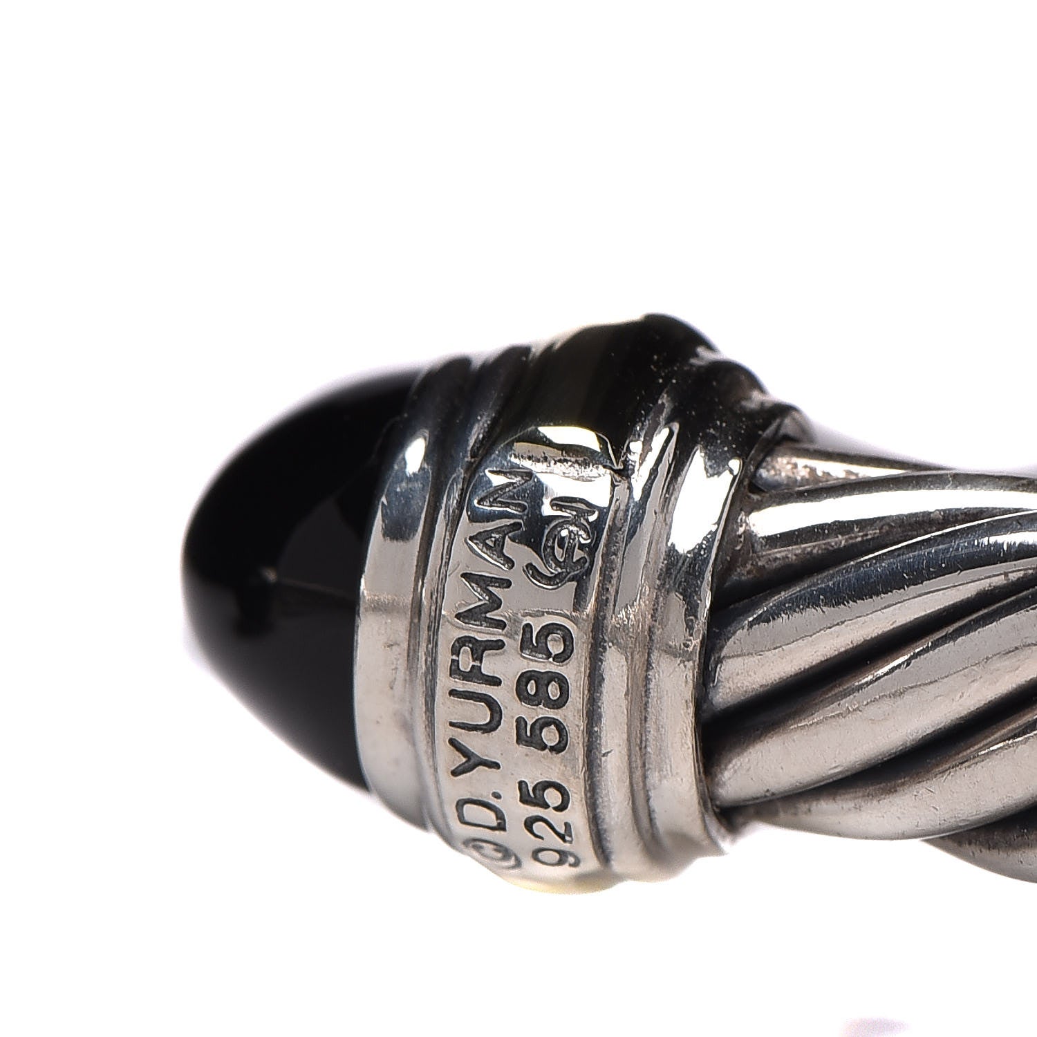David Yurman Sterling Silver 14K Yellow Gold Black Onyx 7mm Cable Classics Bracelet 5 of 5