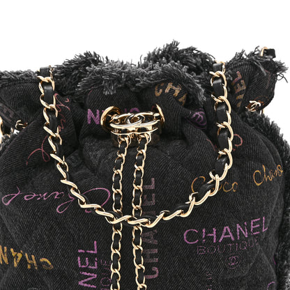 Chanel Denim Quilted Mood Small Bucket With Chain Black Multicolor 8 of 10