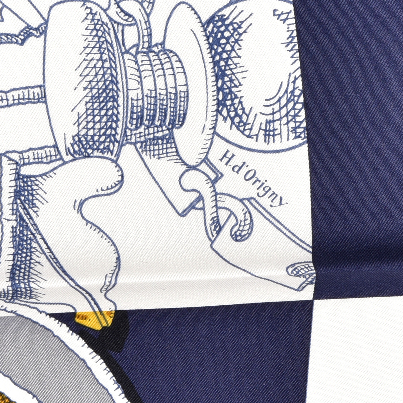 Silk L Instruction Du Roy Scarf 90 Marine White Or