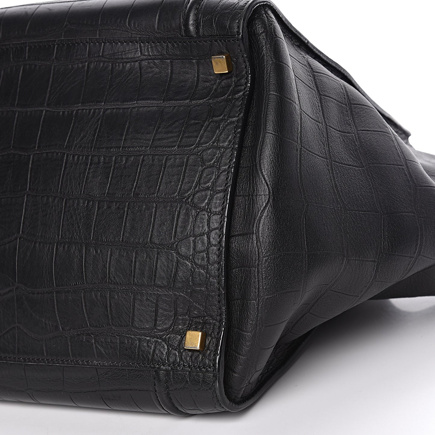 Crocodile Embossed Calfskin Medium Phantom Luggage Black