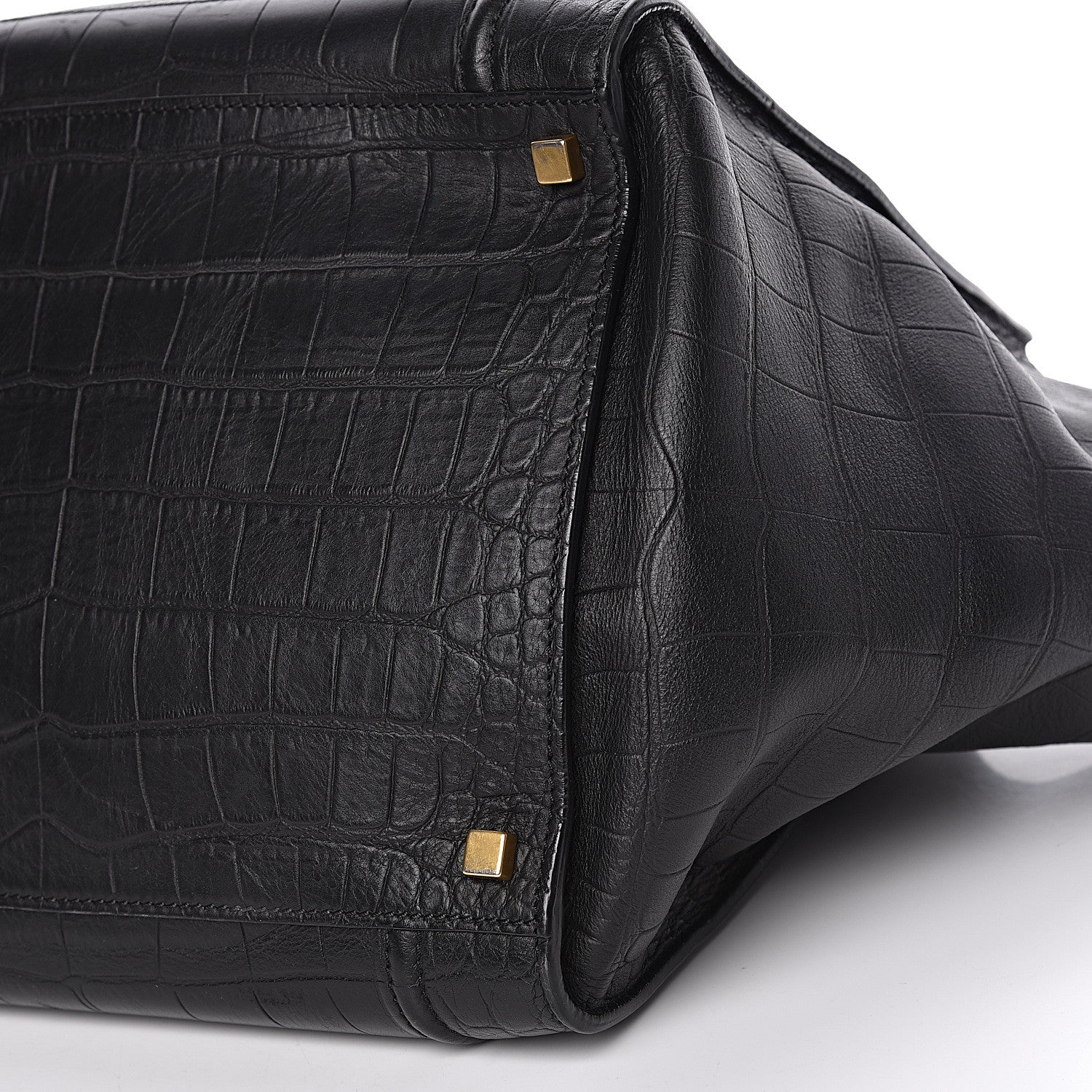 Celine Crocodile Embossed Calfskin Medium Phantom Luggage Black 16 of 17
