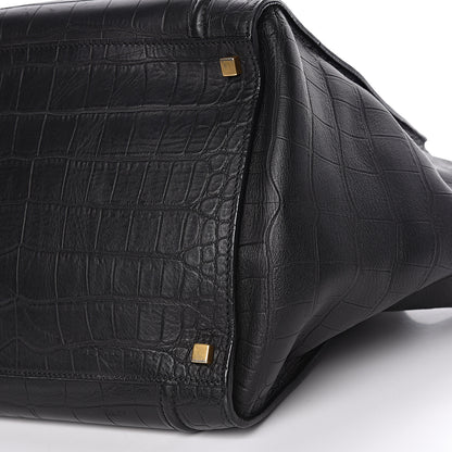 Celine Crocodile Embossed Calfskin Medium Phantom Luggage Black 16 of 17