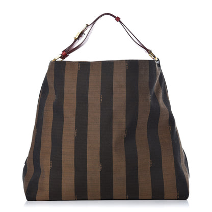 Fendi Pequin Cuoio Vegetale Large Hobo Tobacco Rosso Black 1 of 10