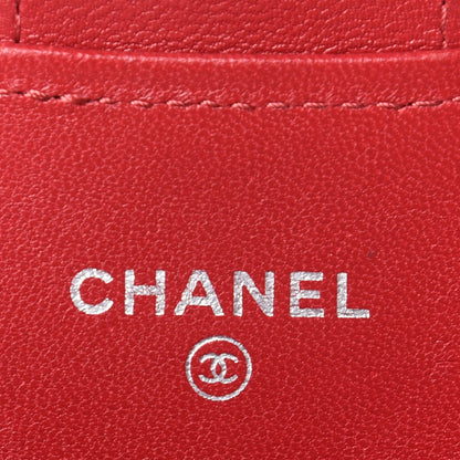 Chanel Lambskin Quilted Flap Card Holder Wallet Red 4 of 4