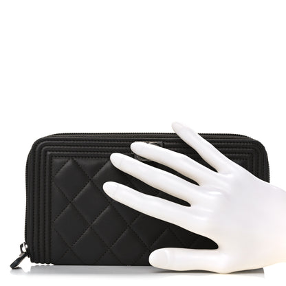 Chanel Caviar Quilted Large Boy Zip Around Wallet Grey 2 of 11