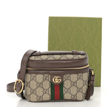 Gucci GG Supreme Monogram Textured Calfskin Web Mini Ophidia Top Handle Bag Beige Ebony New Acero 10 of 10