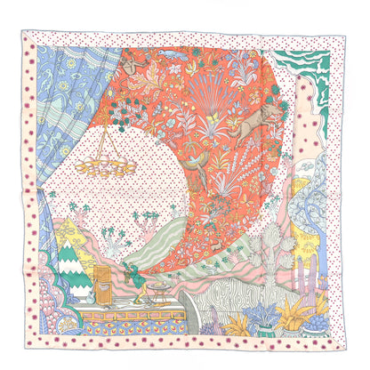 Hermes Silk Le Premier Chant Scarf 90 Abricot Ciel Vert 1 of 3