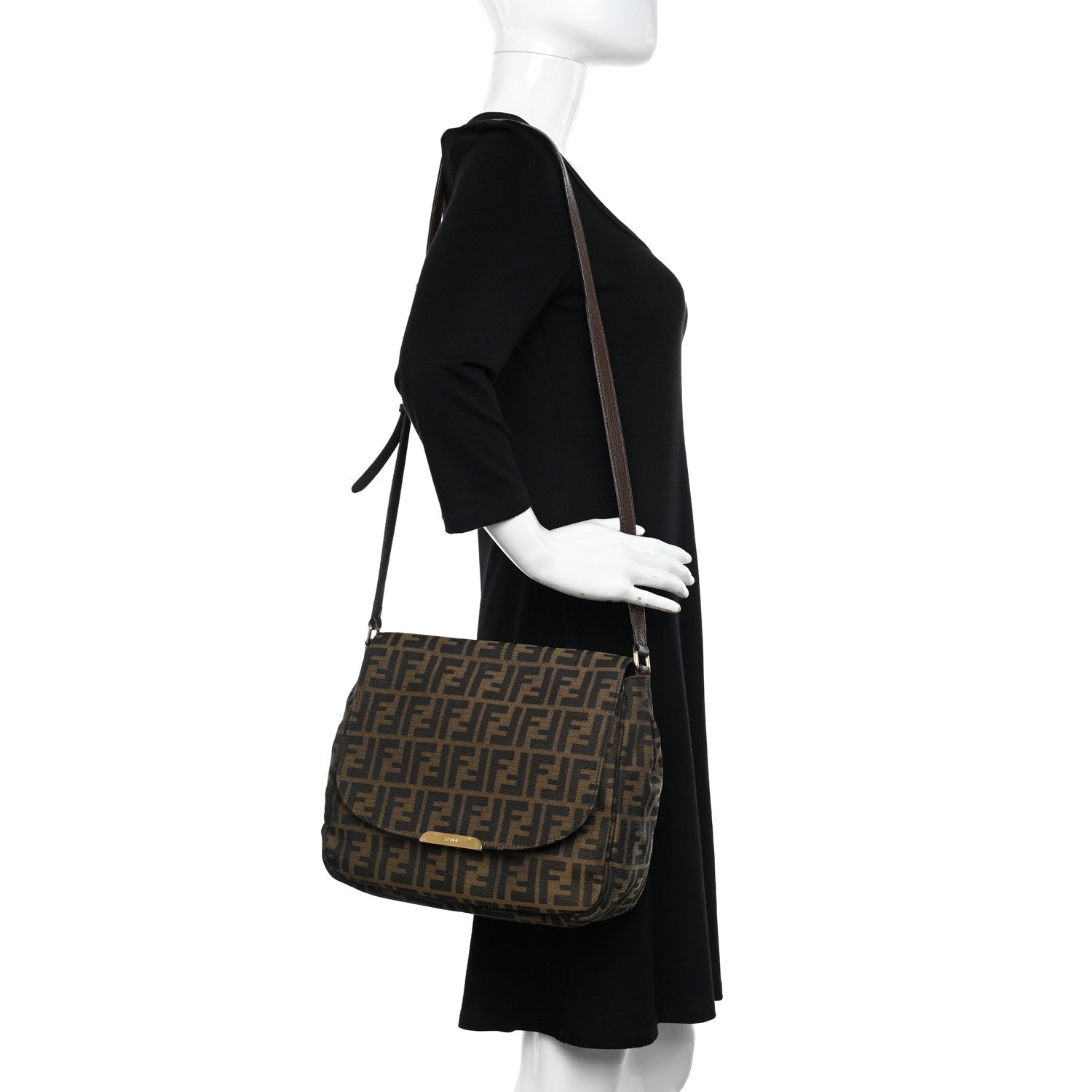 Fendi Zucca Vitello Artic Messenger Bag Tobacco Castagna 2 of 10