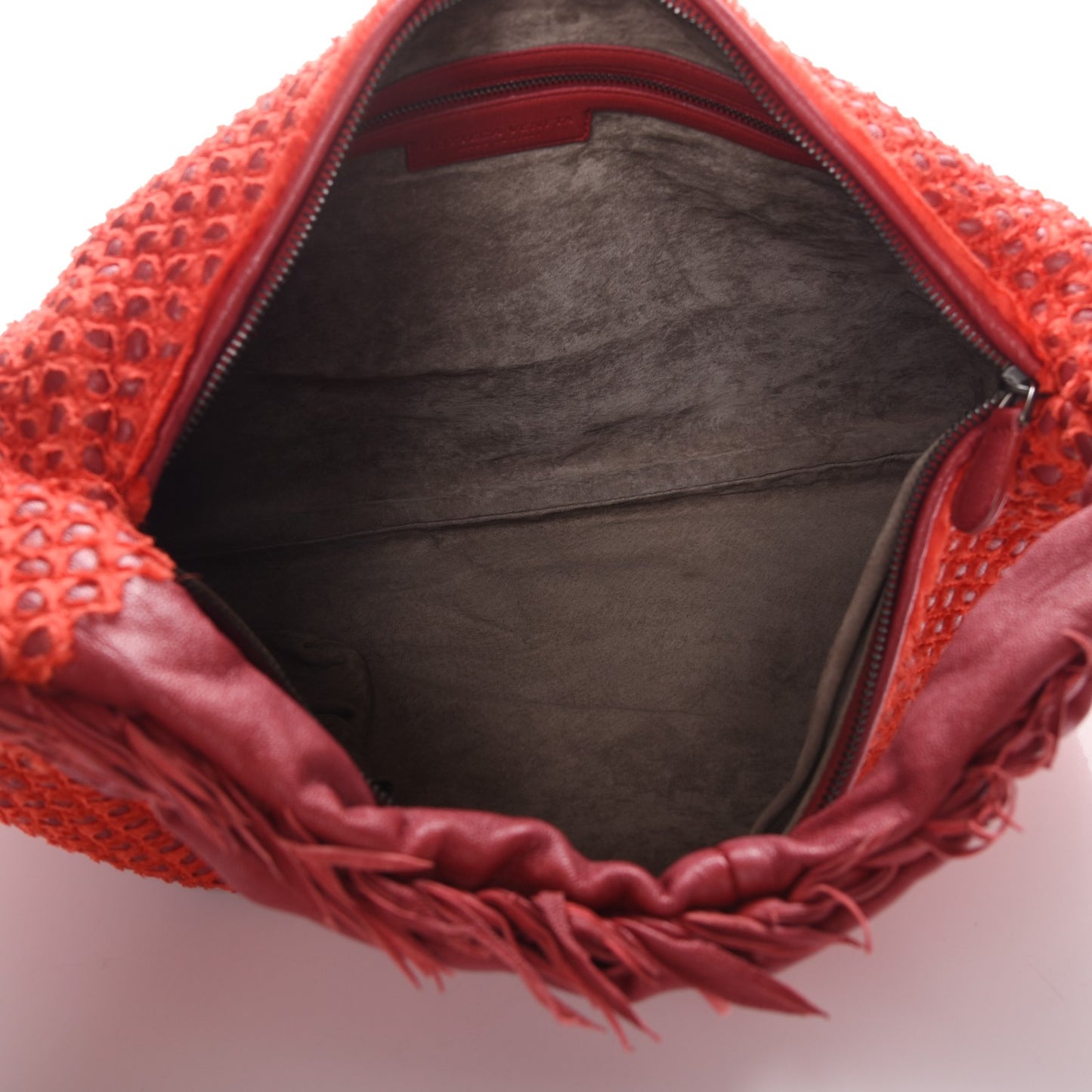 Nappa Silk Mini Ponza Devore Fuzzy Hobo Blood