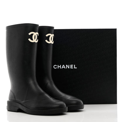 Chanel Caoutchouk CC High Boots 39 Black 12 of 12