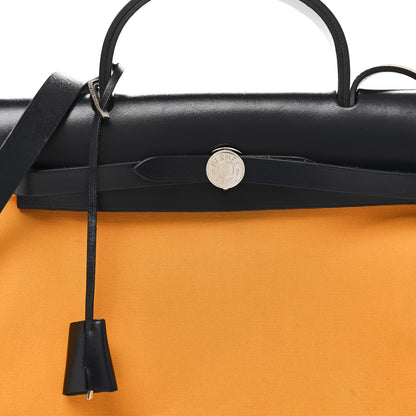 Hermes Vache Hunter Toile Herbag Zip 31 PM Jaune D'Or Bleu Izmir 9 of 11