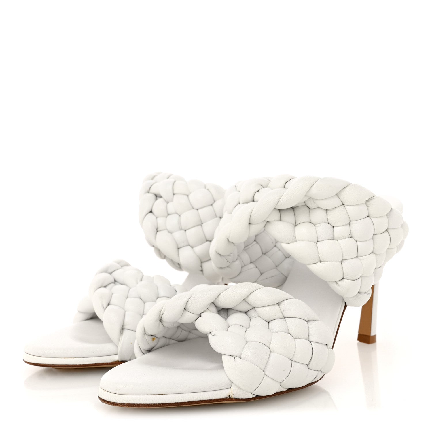 Bottega Veneta Nappa Twisted Padded Intrecciato Curve Slide Sandals 36 Optic White 4 of 12
