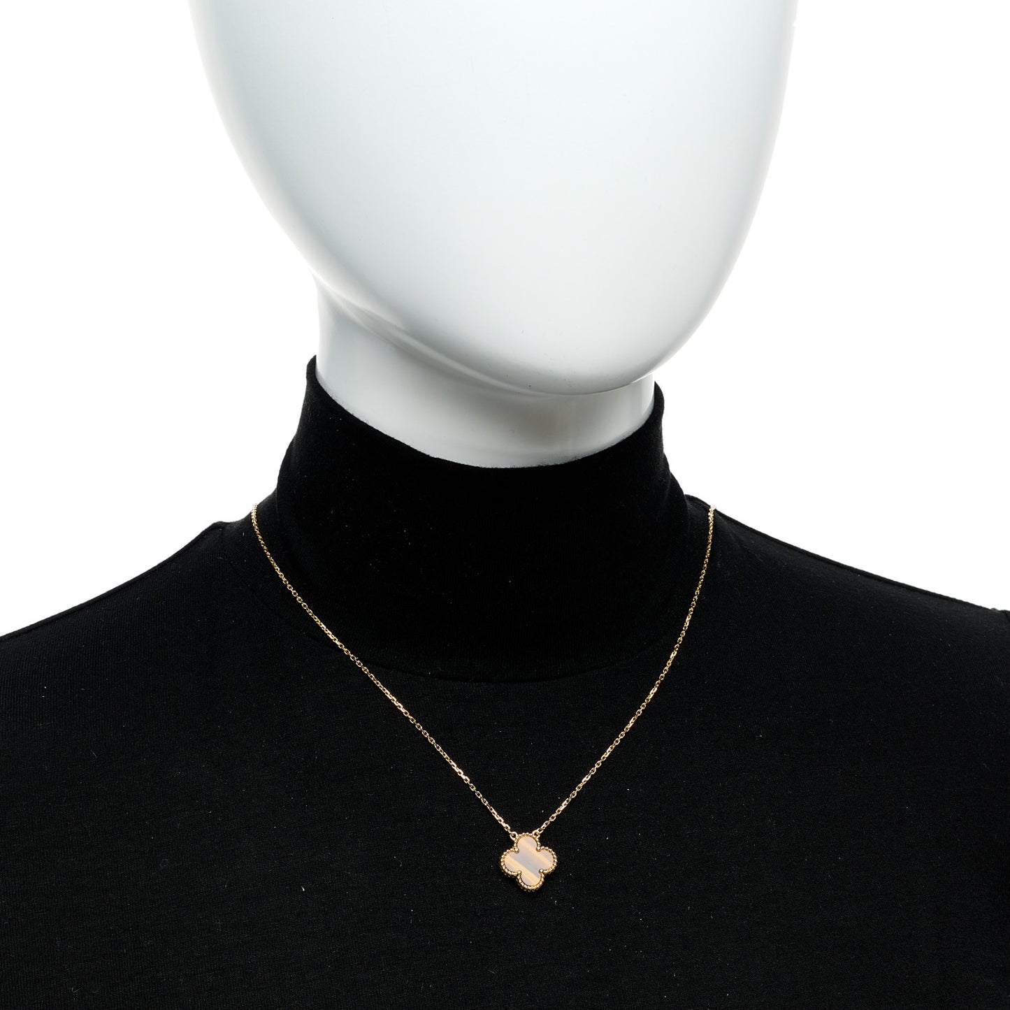18K Yellow Gold Tiger Eye Vintage Alhambra Pendant Necklace