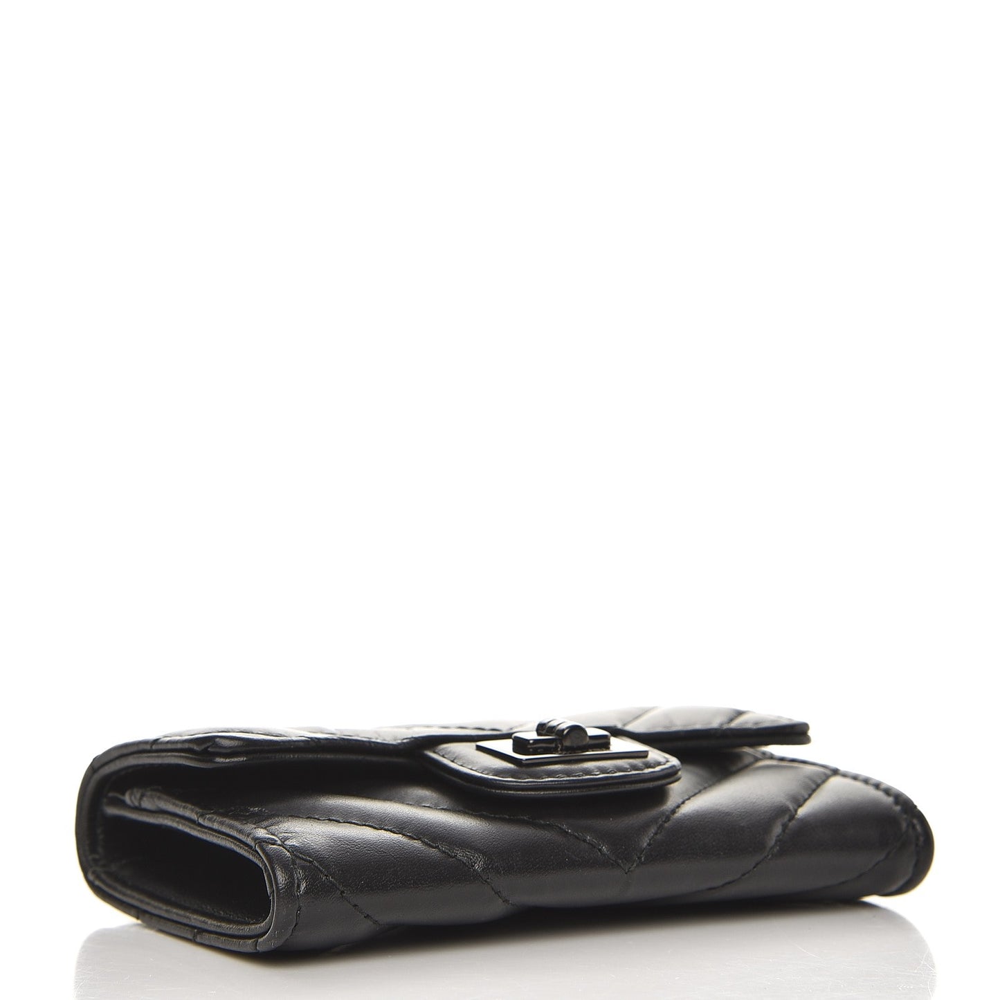 Aged Calfskin Chevron Reissue Card Holder Wallet So Black
