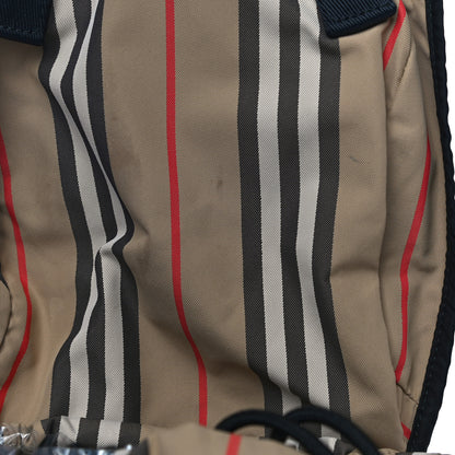 Burberry Nylon Icon Stripe Check Logo Print Backpack Natural 10 of 14