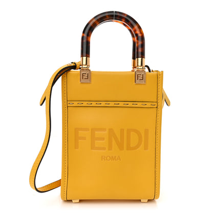 Fendi Vitello King Plexiglass Logo Embossed Mini Fendi Sunshine Shopper Tote Mimosa 1 of 11