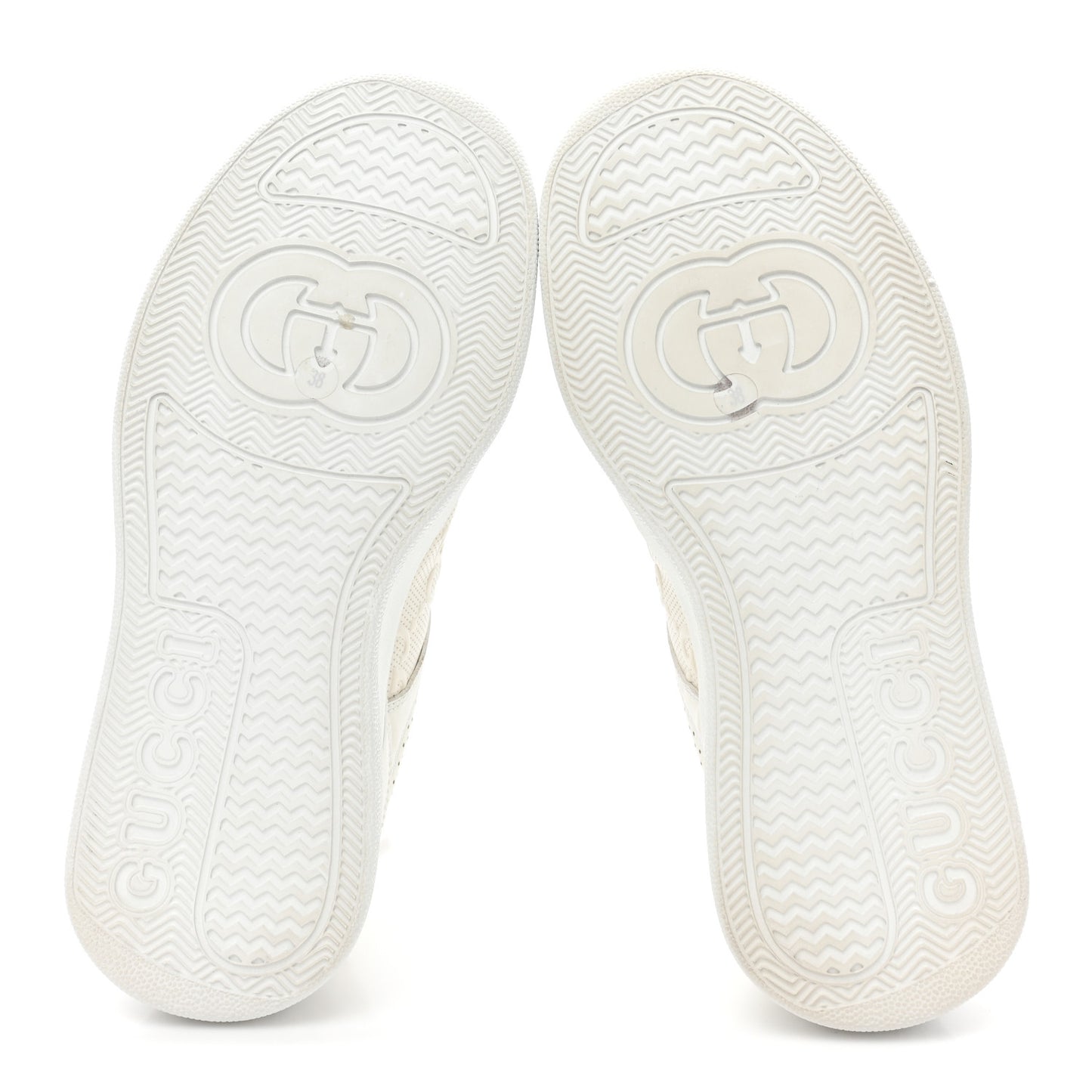 Calfskin GG Tennis Embossed Perforated Womens Platform 55mm Sneakers 38 Great White