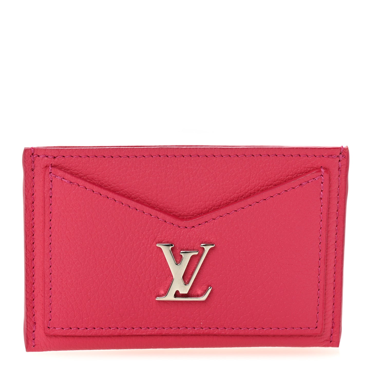 Calfskin Lockme Card Holder Hot Pink