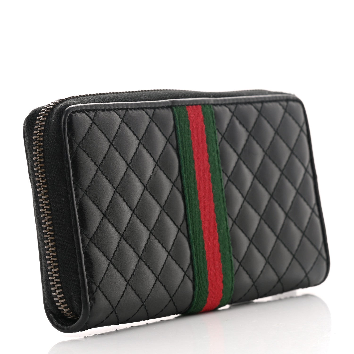 Gucci Calfskin Web Trapuntata GG Zip Around Wallet Black 2 of 6