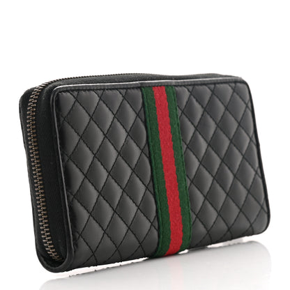 Gucci Calfskin Web Trapuntata GG Zip Around Wallet Black 2 of 6