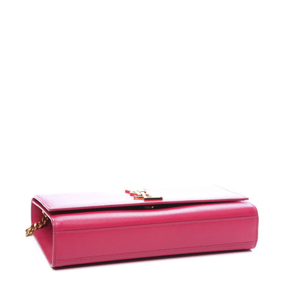 Saint Laurent Grain De Poudre Medium Monogram Kate Satchel Lipstick Fuchsia 3 of 9