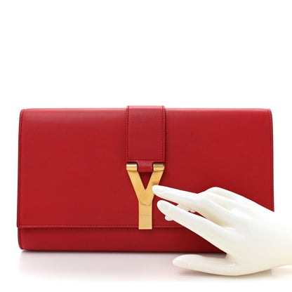Saint Laurent Calfskin Classic Y Ligne Clutch Red 2 of 15