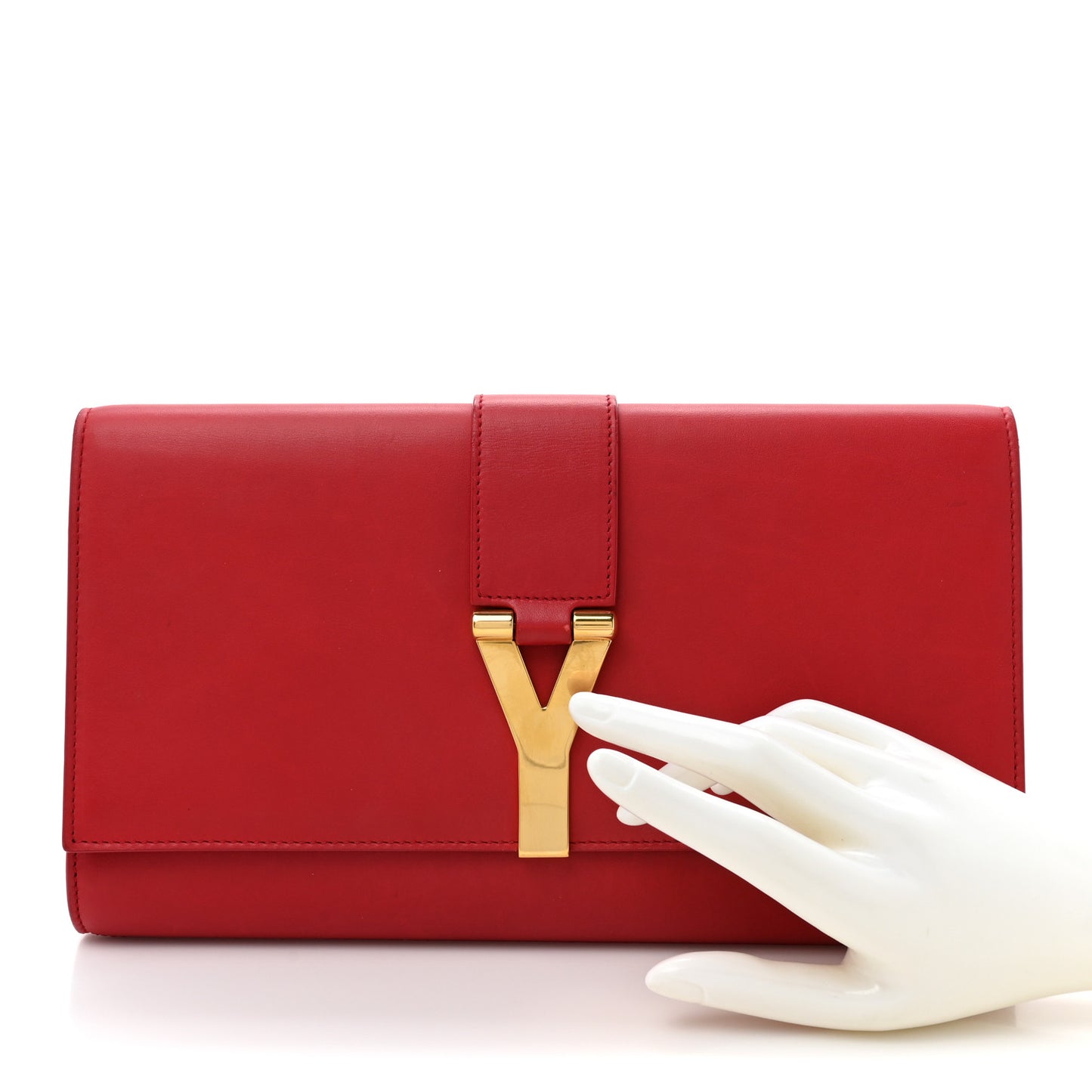 Calfskin Classic Y Ligne Clutch Red