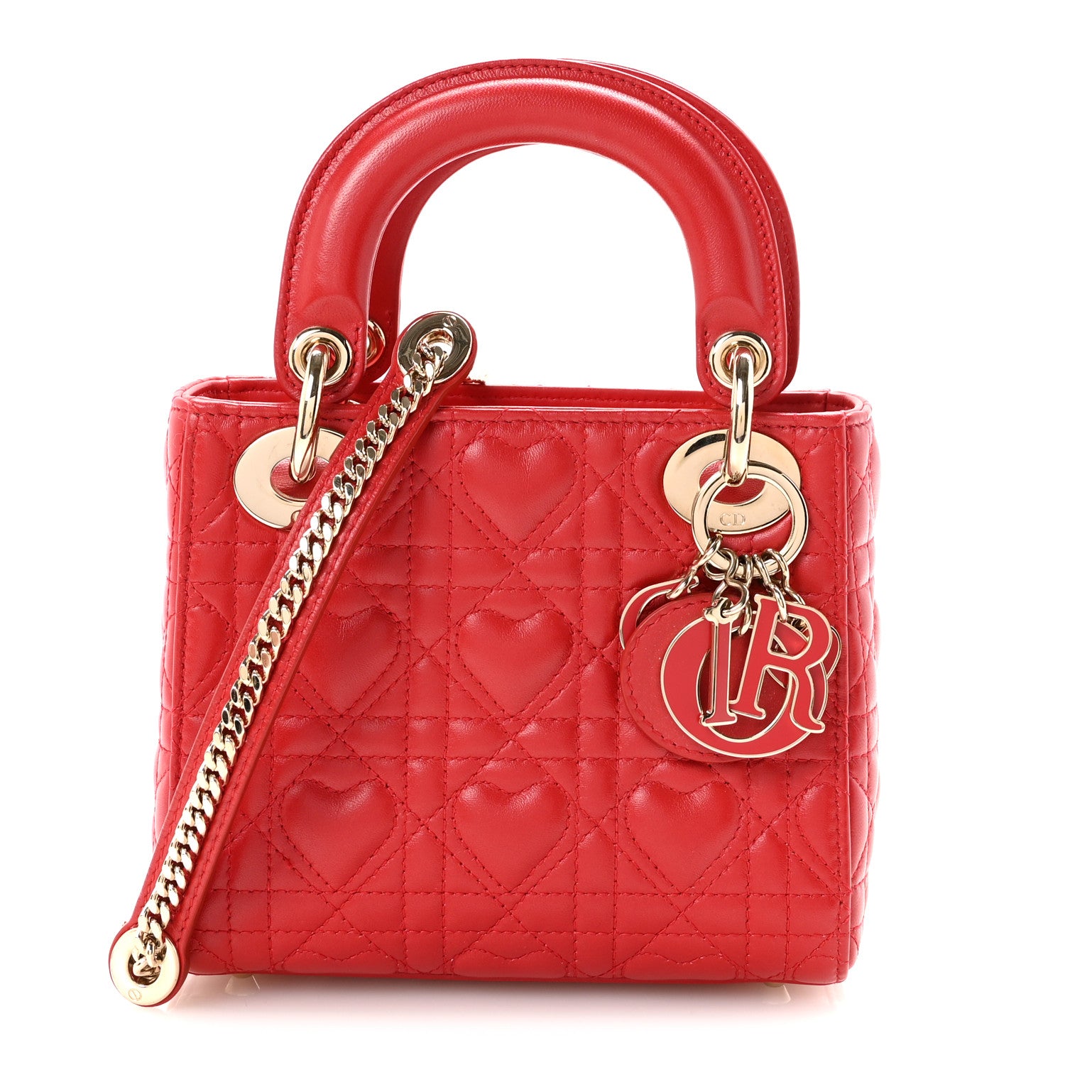 Christian Dior Calfskin Cannage Dioramour Mini Lady Dior Bag Bright Red 1 of 10
