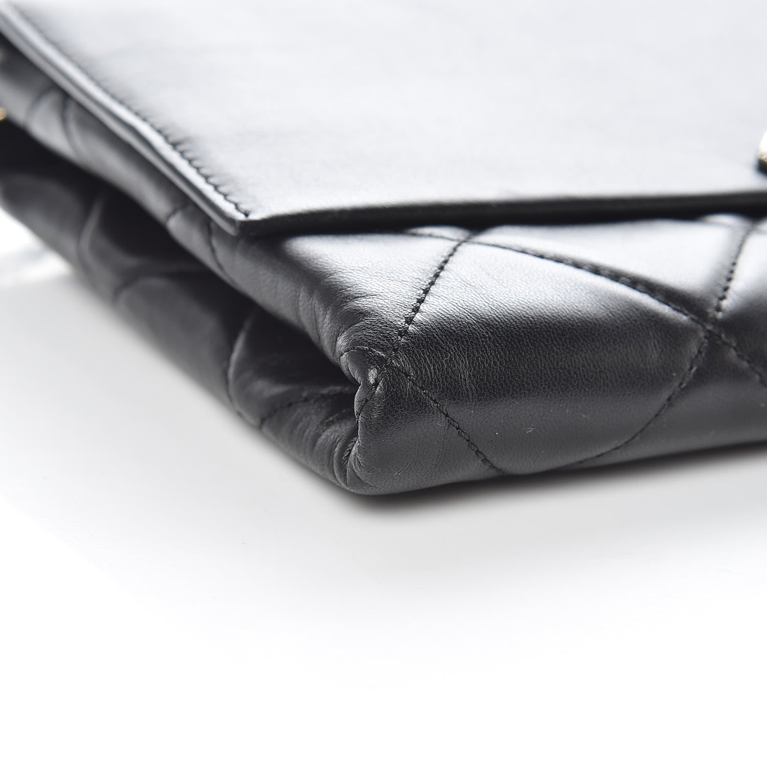 Chanel Lambskin Quilted Retro Label Clutch Black 6 of 9