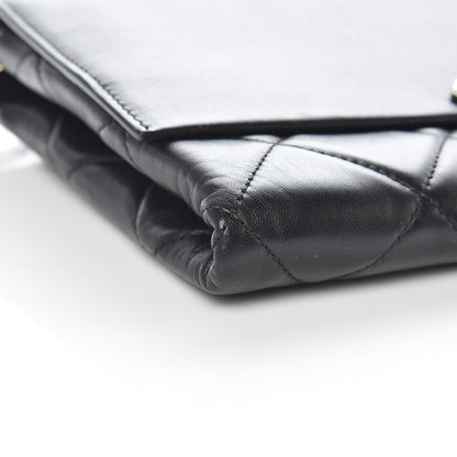 Chanel Lambskin Quilted Retro Label Clutch Black 6 of 9