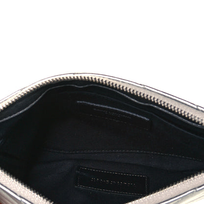 Saint Laurent Metallic Calfskin Matelasse Chevron Monogram Pouch Silver 5 of 10