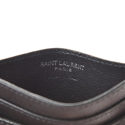 Saint Laurent Grain De Poudre Matelasse Chevron Monogram Credit Card Case Black 6 of 12
