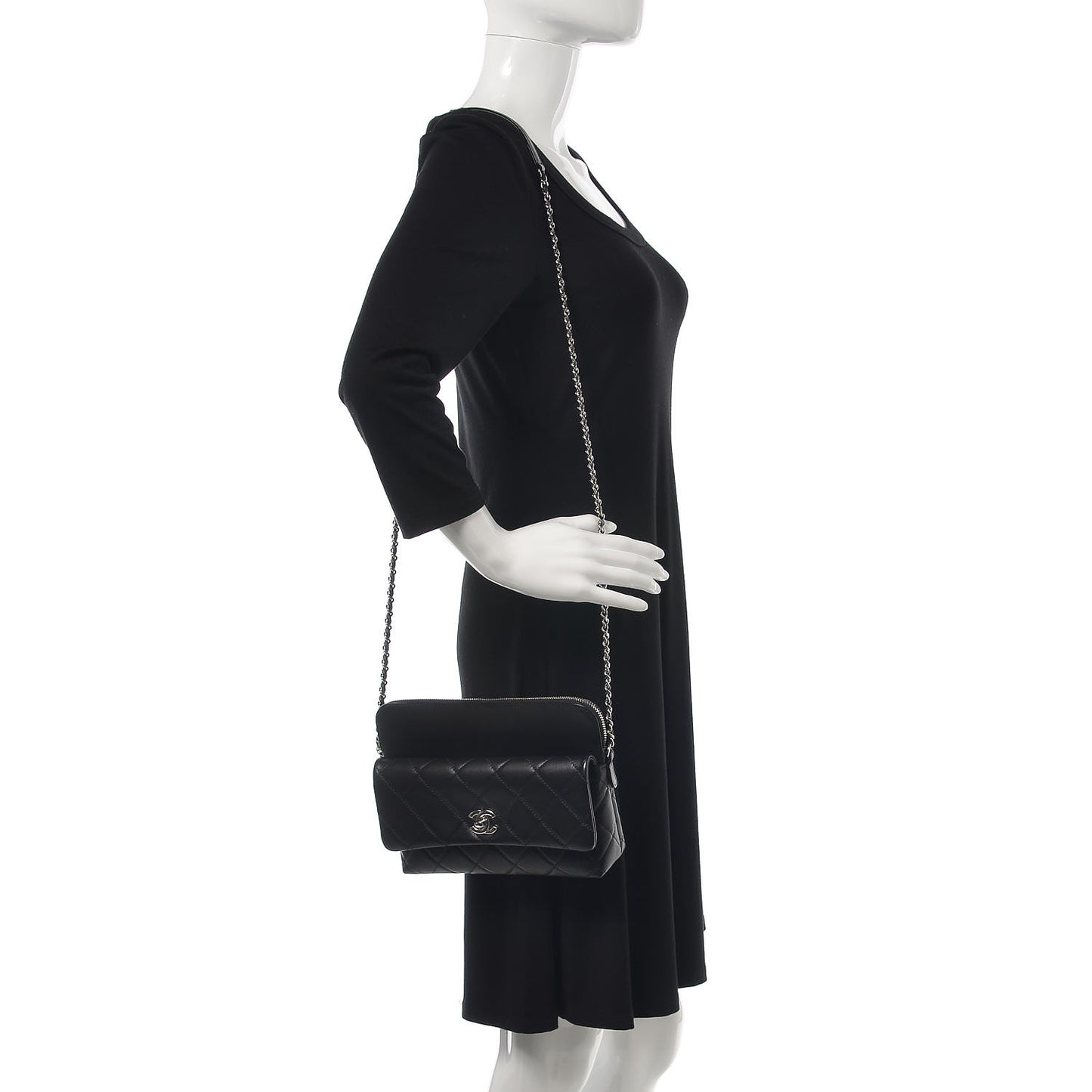 Calfskin Quilted Crossbody Bag Black