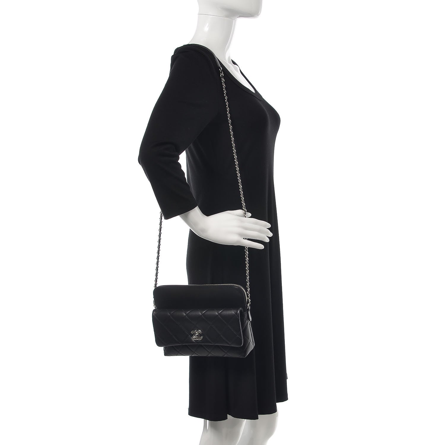 Chanel Calfskin Quilted Crossbody Bag Black 2 of 9