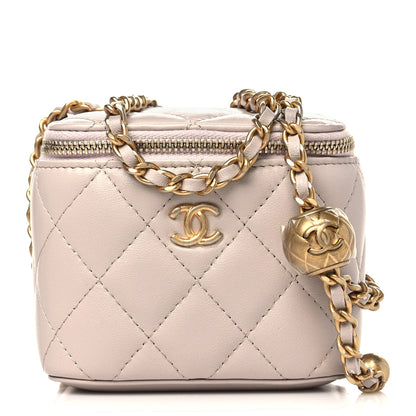 Chanel Lambskin Quilted Pearl Crush Mini Vanity Case With Chain Light Purple 1 of 10