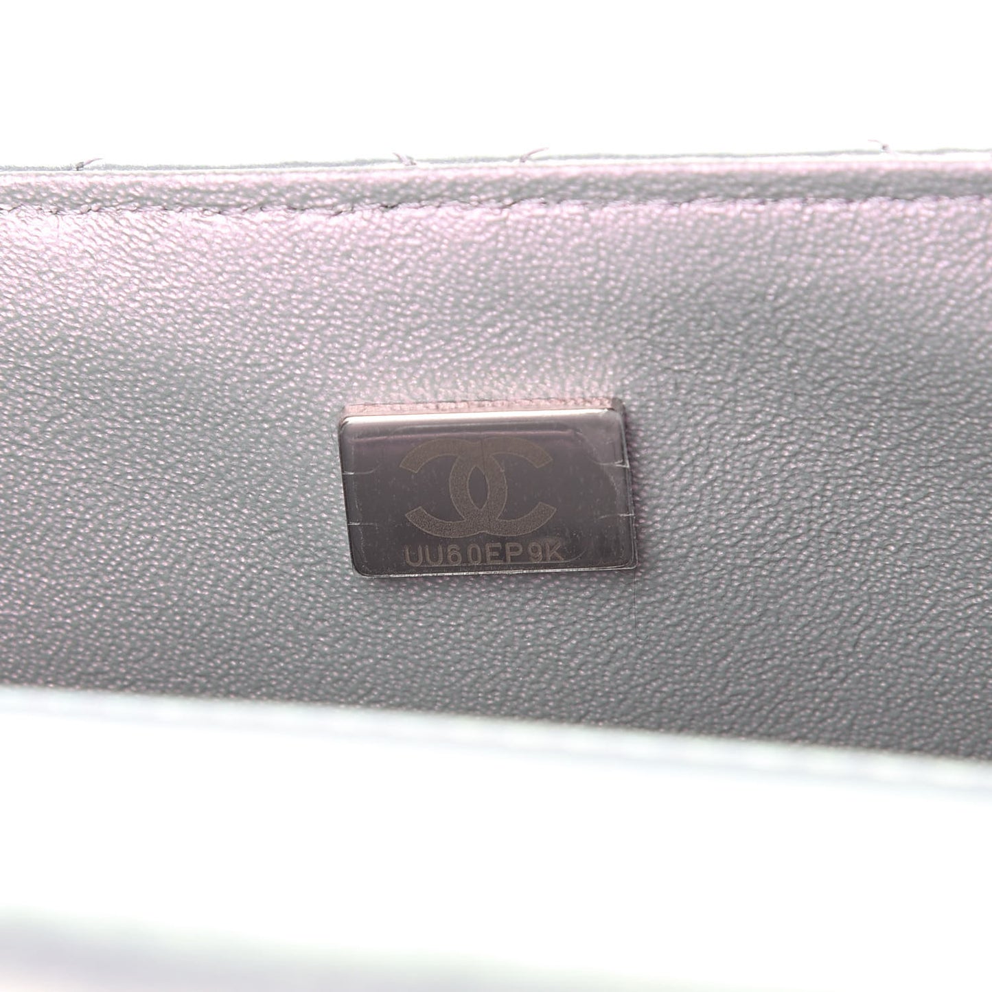 Iridescent Calfskin Quilted Mini Square Flap Light Purple