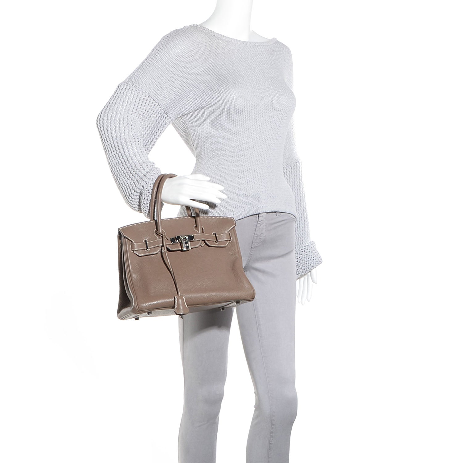 Hermes Taurillon Clemence Birkin 30 Etoupe 2 of 25