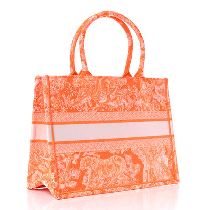 Christian Dior Canvas Embroidered Medium Dioriviera Toile De Jouy Book Tote Orange 3 of 12