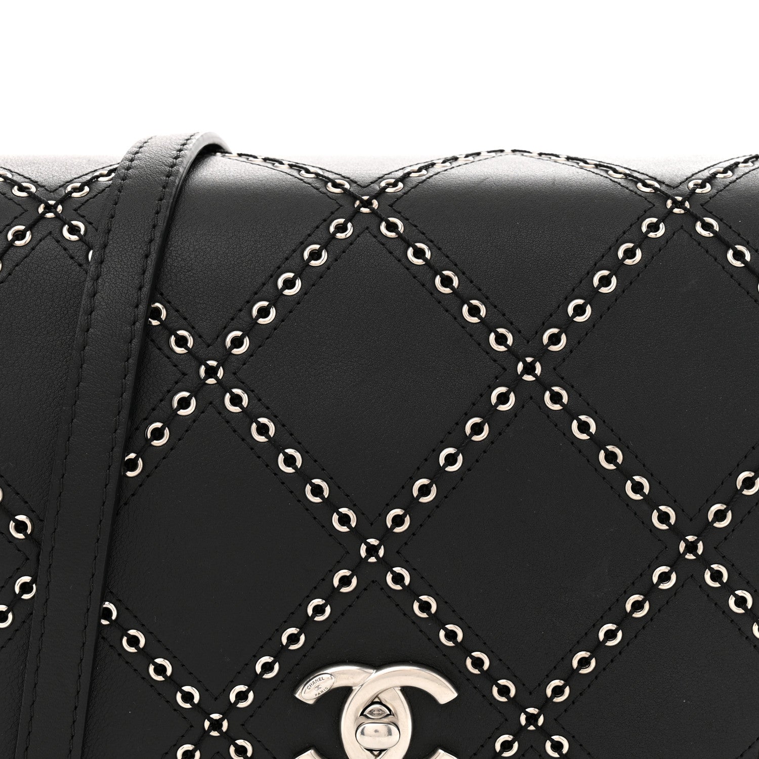 Chanel Calfskin Coco Eyelets Small Flap Bag Black 8 of 11
