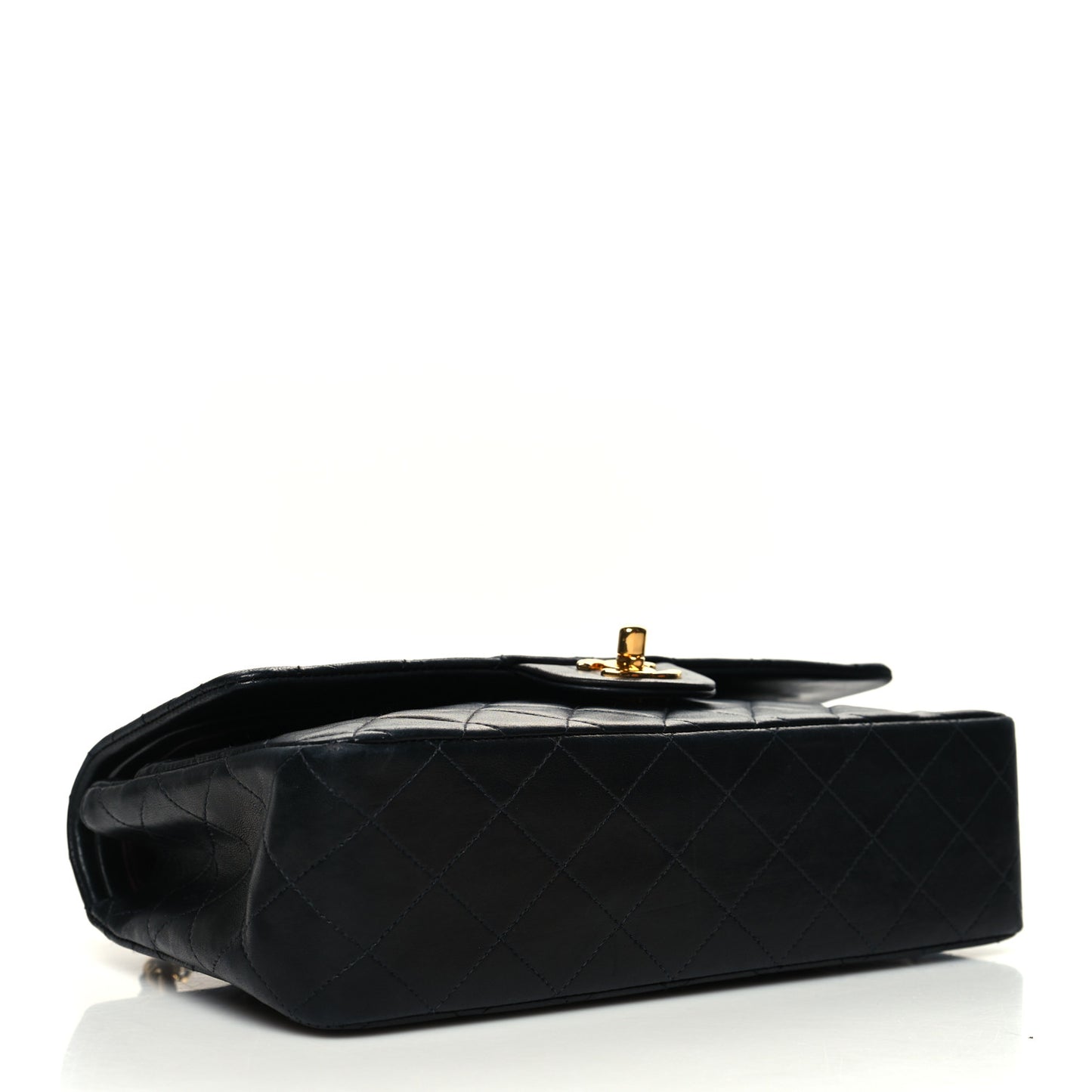 Lambskin Quilted Medium Double Flap Black