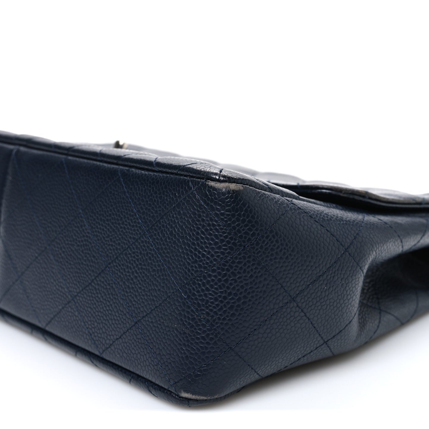 Caviar Quilted Jumbo Single Flap Navy
